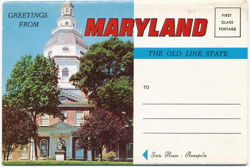 Postcard Souvenir Folder - MARYLAND THE OLD LINE STATE -12 VIEWS