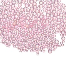 Iridescent Tiny Glass Bubble Beads, 0.4-3mm 10g No Hole, Round, Light Pink