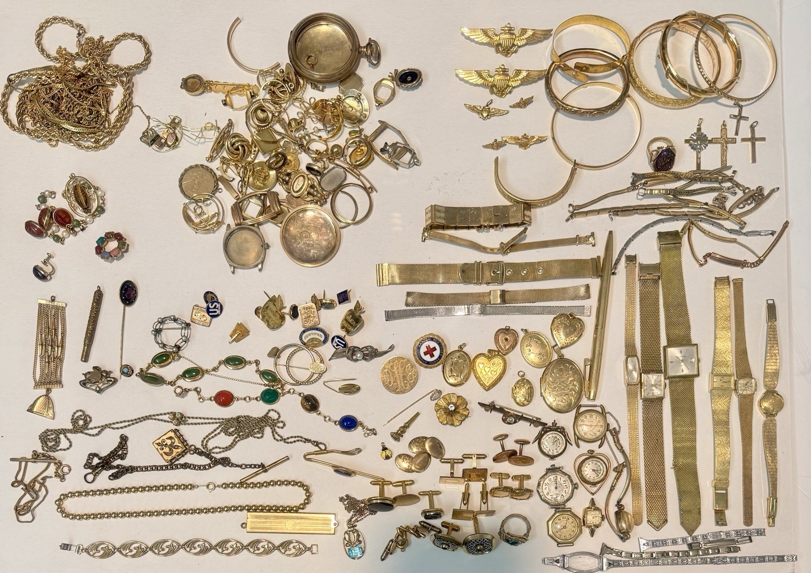 Gold Filled Lot Vintage Antique, 1230 Grams, 39.5 Ounces, Scrap Or Resell