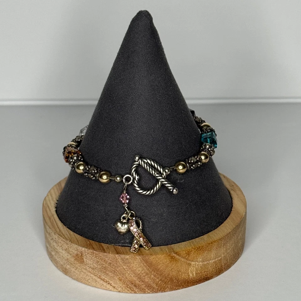 Awareness Ribbon Bracelet SIC 925 Sterling Silver 14k Beads Multicolor Beads - Image 2 of 4