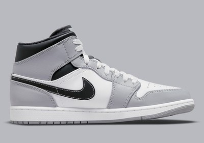 Nike Air Jordan 1 Mid Light Smoke Grey Men's White Sports Sneaker