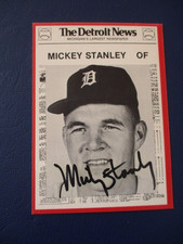 MICKEY STANLEY 1981 AUTOGRAPHED BOYS OF SUMMER DETROIT NEWS CARD 1968 TIGERS