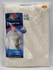 Fruit Of The Loom Classic Thermal Crew Neck Men's Size M/M Chest 38"-40" Natural