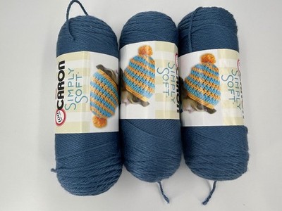 Caron Simply Soft Yarn Country Blue Medium (4) Lot of 3 Acrylic