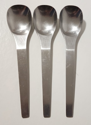 3 Dalia PICASSO Satin Stainless Flatware SOUP SPOONS