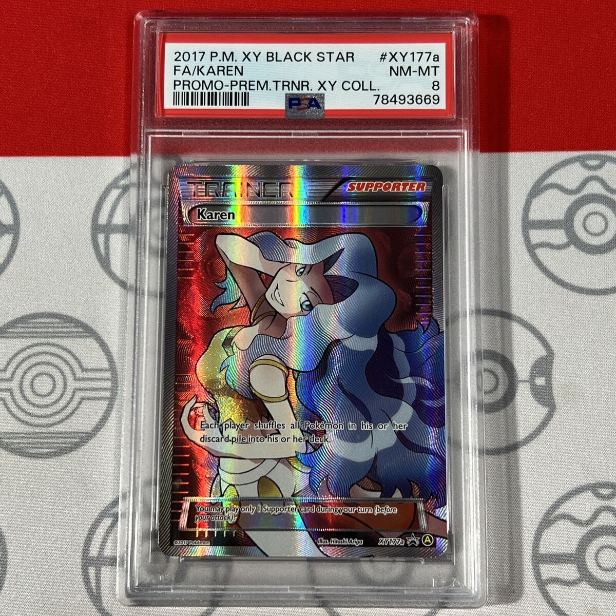 PSA 8 Karen Full Art #XY177A XY Black Star Promo Premium PSA 8 Karen Full Art #XY177A XY Black Star Promo Premium