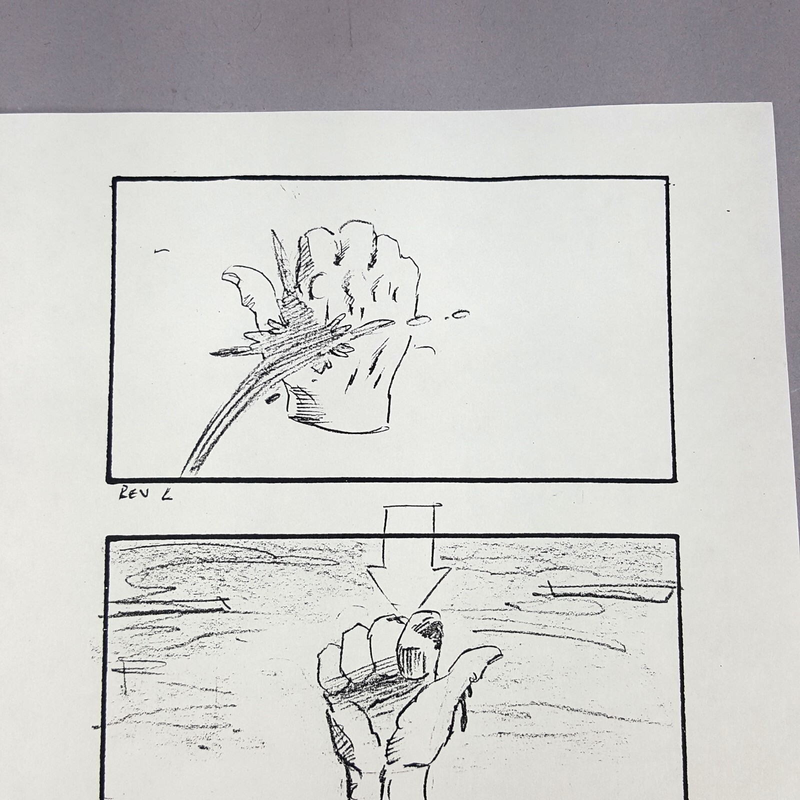 Image 4 of The Addams Family (1991) Production Used Storyboard, Thing Splashed Hitchhiking