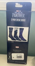 Marvel Black Panther Crew Socks 3 pairs set sz 8-12 new P67