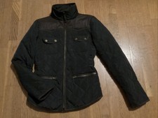 Falmer Heritage Dark Brown Quilted Jacket With Faux Suede Yoke & Trim Size 8