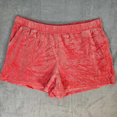Ava & Viv High-Rise Pull-On Shorts Women Plus Size 2X Velour Coral Pink