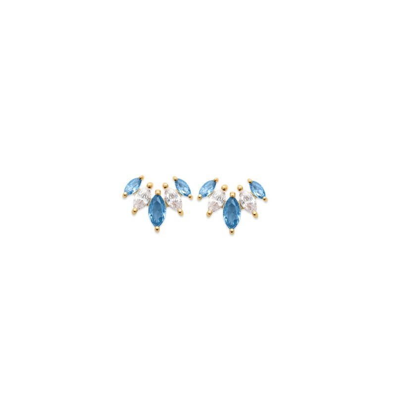 Boucles d'oreilles gouttes cristal bleu plaqué or, le cadeau idéal pour femme