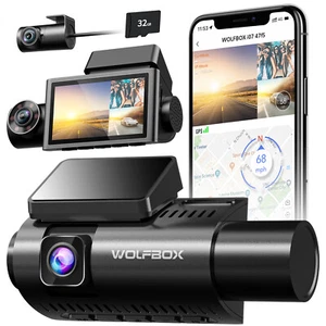 WOLFBOX GPS Dash Dash WiFi 4K+1080P/1440P+1008P+180P Cam 3 Chaîne de caméra avec