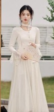 Women's Long Sleeve Lace Tops Mesh Skirt Party Prom Evening Long Dress 2pc