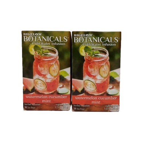 2X Bigelow Botanicals Cold Water Infusion Watermelon Cucumber Mint 18 Bags Each
