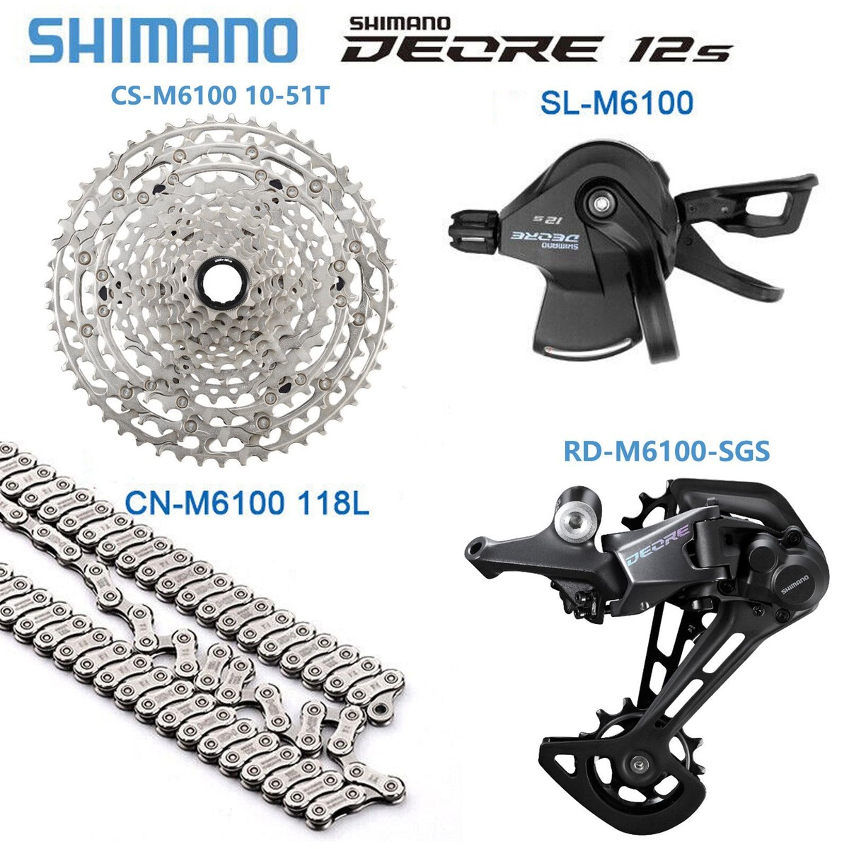 Shimano Deore M6100 12 Speed Groupset MTB 10-51T Micro Spline