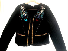 Embroidered Quilted Beaded Appliqué Jacket Black Size M Linea