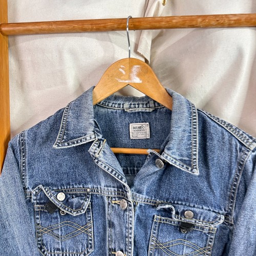Mambo Denim Jacket Womens 12 Blue Wash Long Sleeve Raw Hem Goddess - Picture 4 of 11