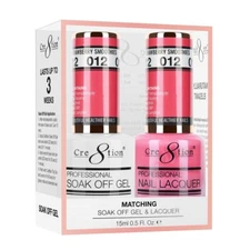 Cre8tion Soak Off Gel Polish & Matching Nail Lacquer - #12 Strawberry Smoothies