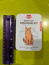 Cat Welcome Kit Kikkerland New Tin Collar Catnip Ball Guide Certificates Reduced