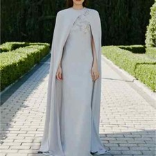 A-line O-Neck Mother of the Bride Classic Beading Satin Wedding Guest Dress