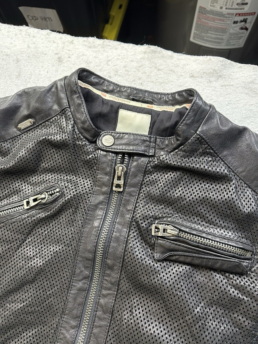 Vintage Men's Diesel Leather Cafe Racer Biker Jacket Archive Size