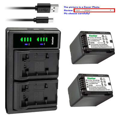 Kastar Battery LCD Dual Charger for VW-VBT380 & Panasonic HC-VX980M HC-VX981