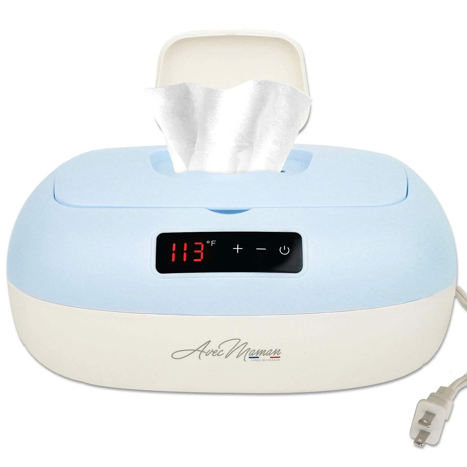 La Caresse Baby Wet Wipe Warmer w/Digital Display, by Avec Maman (BLUE)