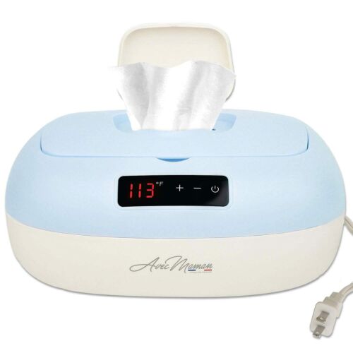 La Caresse Baby Wet Wipe Warmer w/Digital Display, by Avec Maman (BLUE), NEW - Picture 1 of 8