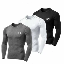 Men's Compression Shirt Long Sleeve Athletic Workout T-Shirts Top Active Sport