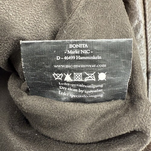 NIC MENSWEAR VTG European Dark Brown Leather Bomber Jacket Men's 2XL Quilt Lined - Picture 5 of 12