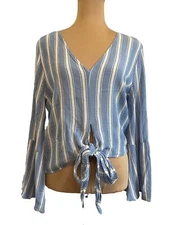 American Eagle Striped Woman's Medium Bell Sleeve Blouse