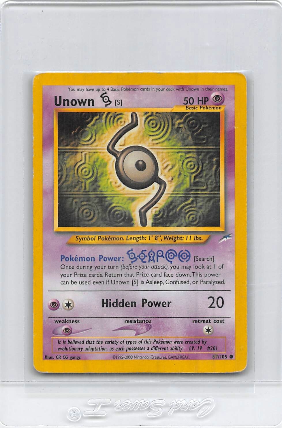 UNOWN S - 87/105 - Neo Destiny - Common - VIINTAGE WOTC Pokemon Card - LP/MP