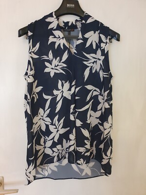 Bluse Apart Gr.46 blau weiss Blumenmuster 2.te Wahl