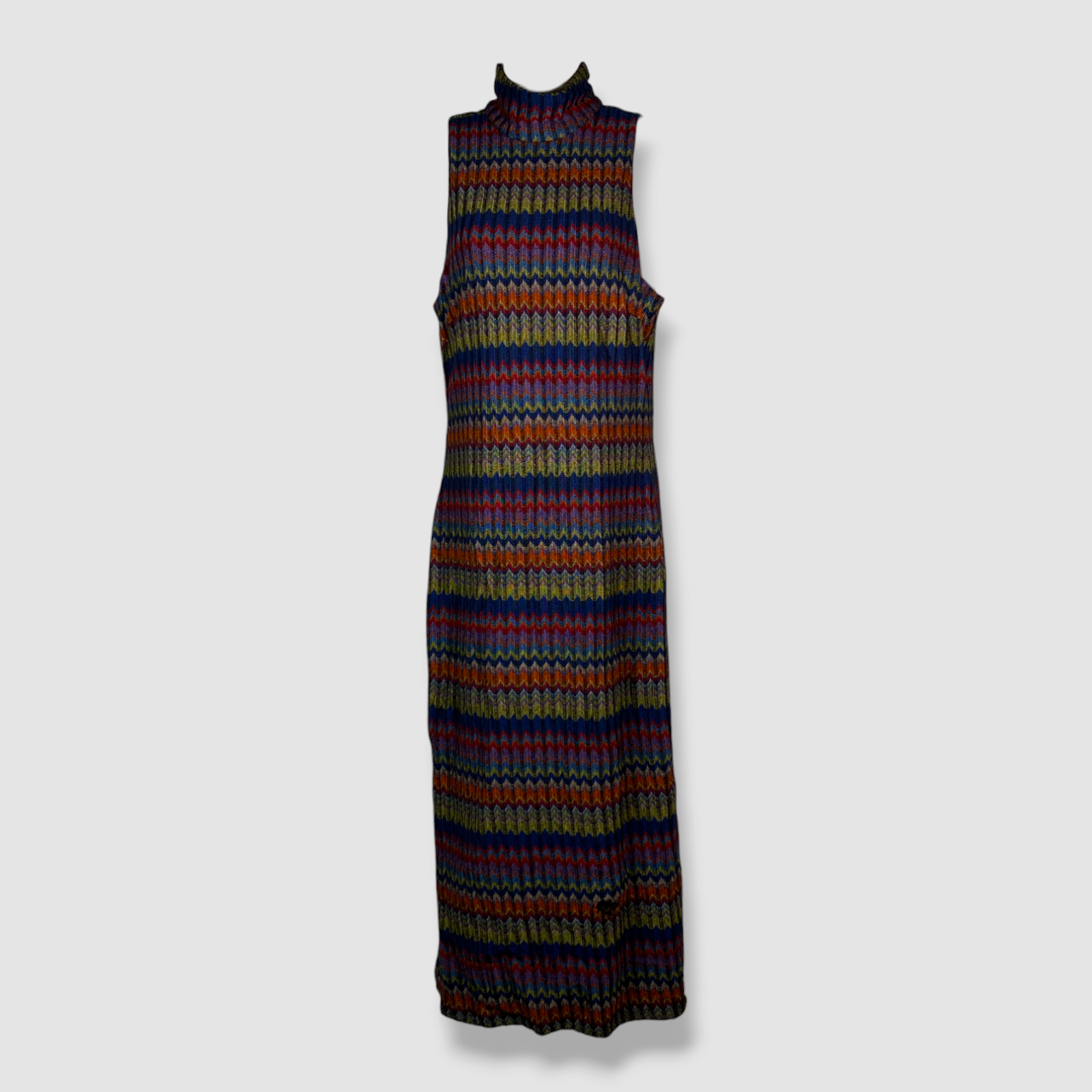 Ramy Brook Women's Black Chevron Striped High Neck Madilyn Dress Size L