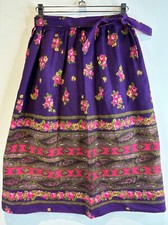 VTG 60'S-70'S HANDMADE PUPLE BOHO GYPSY PEASANT FLORAL WRAP SKIRT XXS