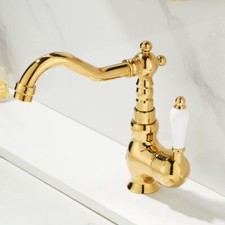Luxury Gold Swivel Single Handle Bathroom Sink Faucet Vanity Basin Mixer Tap