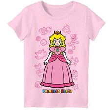 Princess Peach Little Girls 4-6X Short Sleeve T Shirt