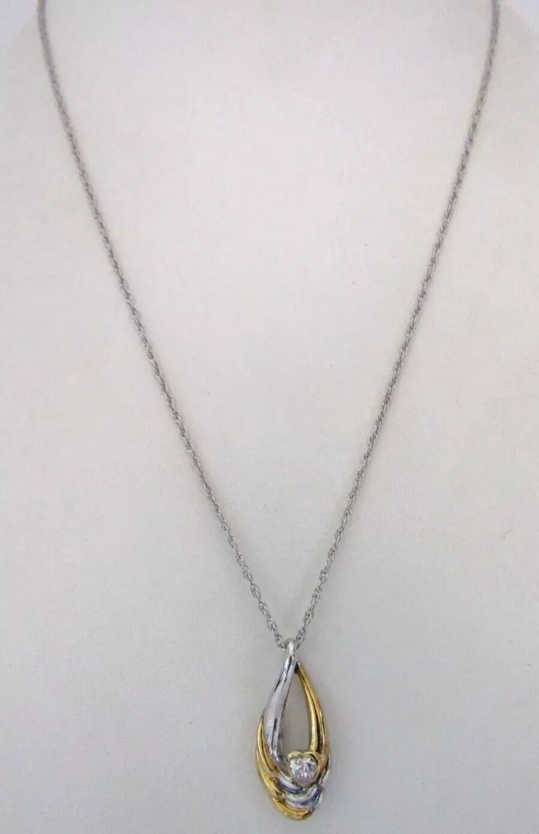 Bradford Exchange Vermeil 925 Sterling Silver Angel Wings Pendant Necklace 18