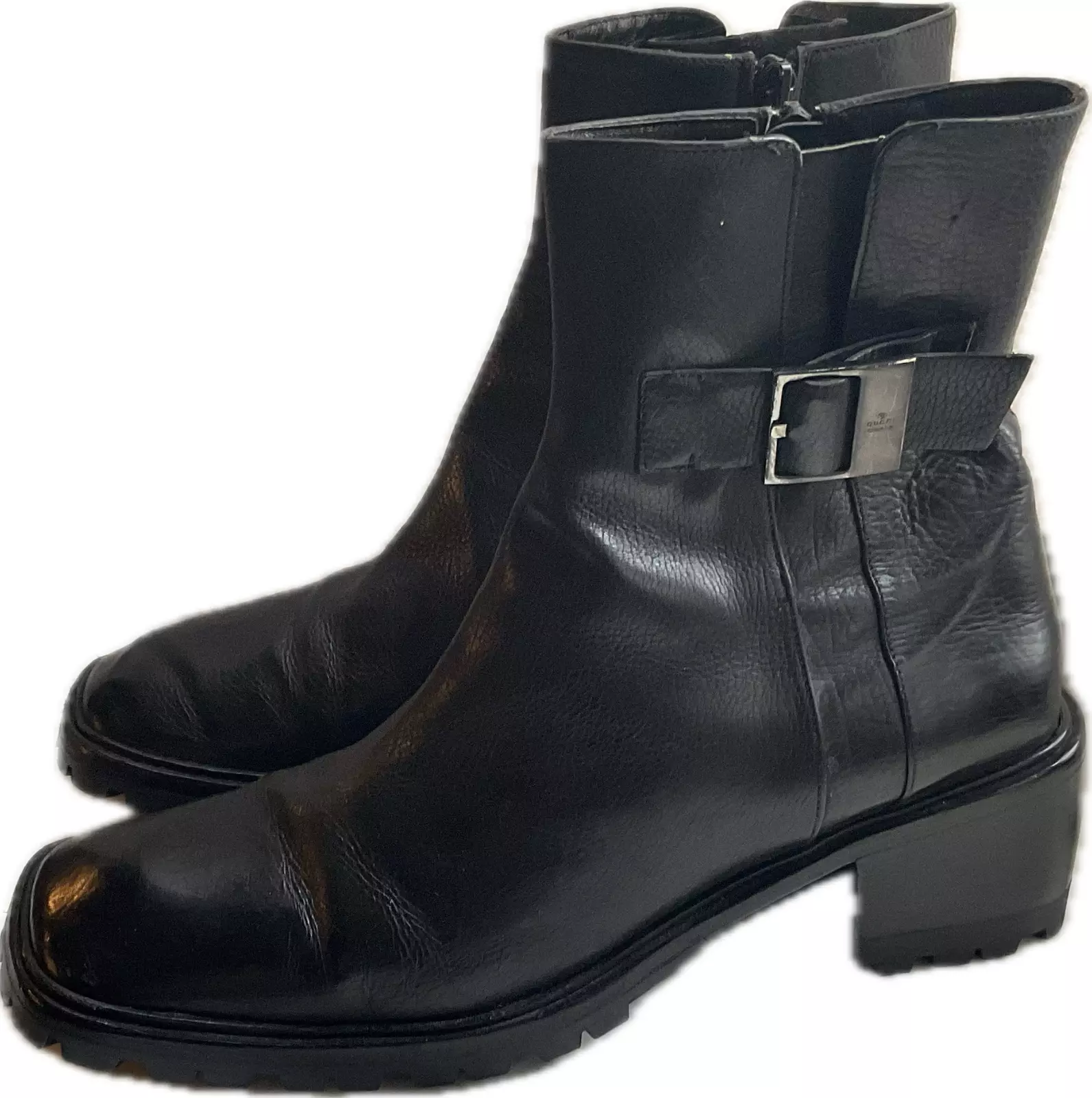Bottes noires vintage Gucci (Tom Ford) 9 1/2 B avec semelles Vibram ajoutées