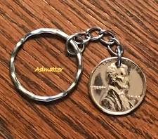 LUCKY PENNY KEYCHAIN PICK YEAR BIRTHDAY ANNIVERSARY GIFT KEY RING 1959 THRU 2021