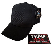 TRUMP...USA Flag Hat... Black  1  TRUMP WON  - Window Sticker