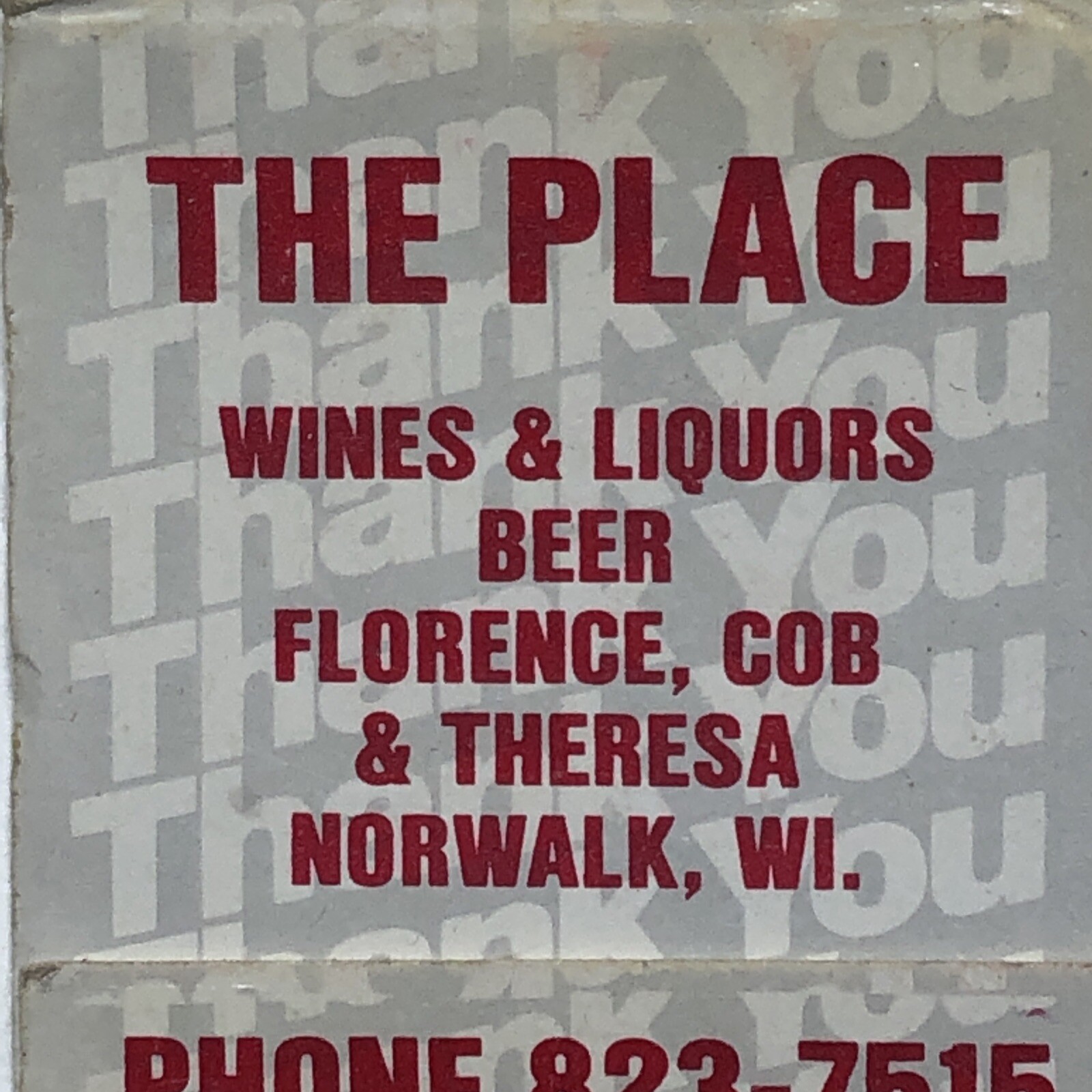 The Place Wine Restaurant Norwalk Wisconsin Match Book Matchbox eBay