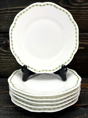 Rosenthal Green Chain Floral Ribbon Rim On White Bread Plate 6  Set Of 6