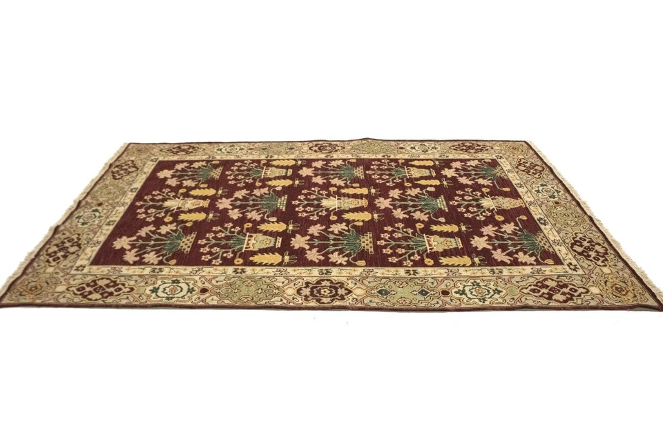 Handmade Chinese Wool Oriental Rug Floral Garden Design Home Decor Carpet 6X9 ft - Image 4 of 4