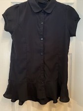 SCHOOL UNIFORM GIRL Chaps blouse NAVY BLUE short sleeve L12-14 Reg Used