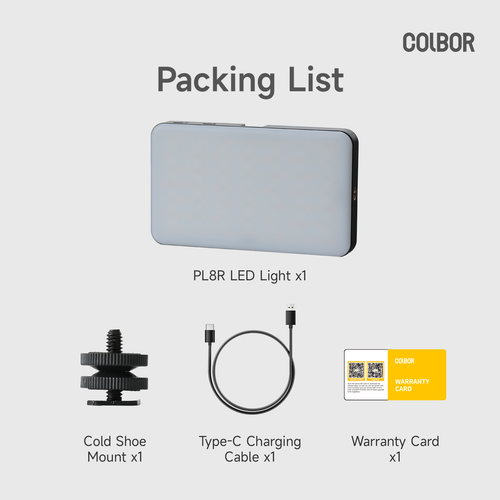 COLBOR PL8R II RGBWW Full Color LED Video Pocket Light APP Control 2500K-9000K - Picture 11 of 11