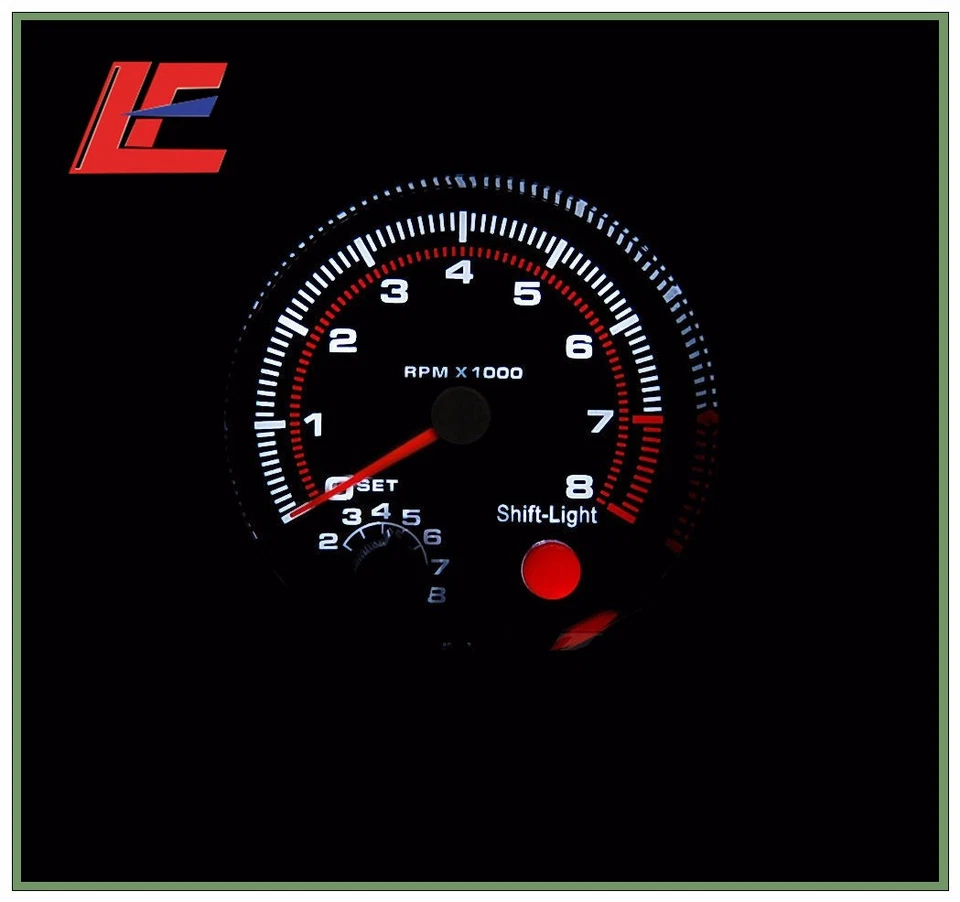 3.75" 95mm Universal Carbon fiber 0-8000 rpm gauge with inter shift light RPM - Image 4 of 4