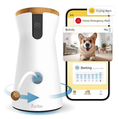Furbo 360 Dog Camera Premium Safety Package Treat Tossing Home Security Alerts