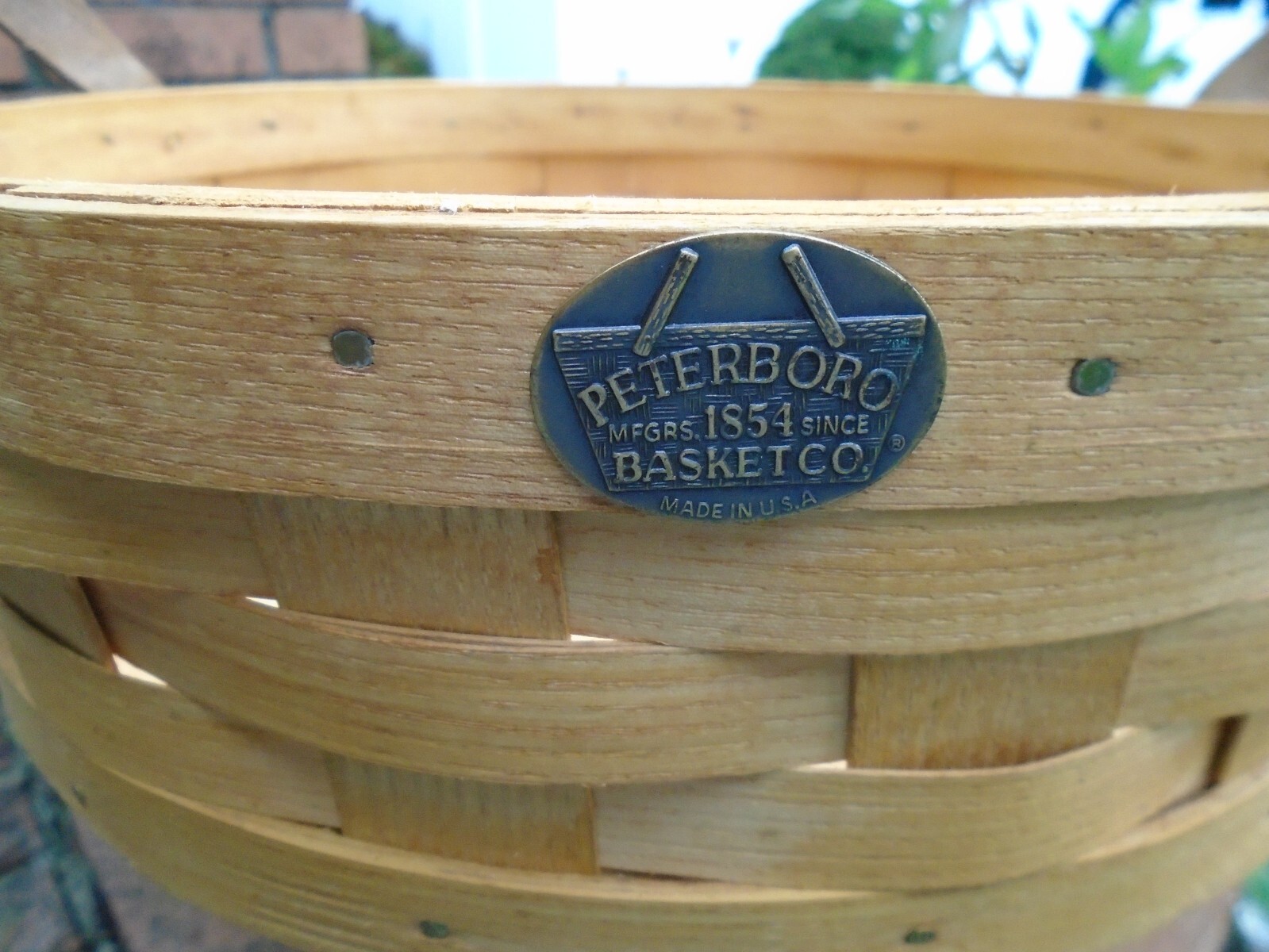 Peterboro Basket Co, Leather Handles Vintage Large Round 12 in. . eBay