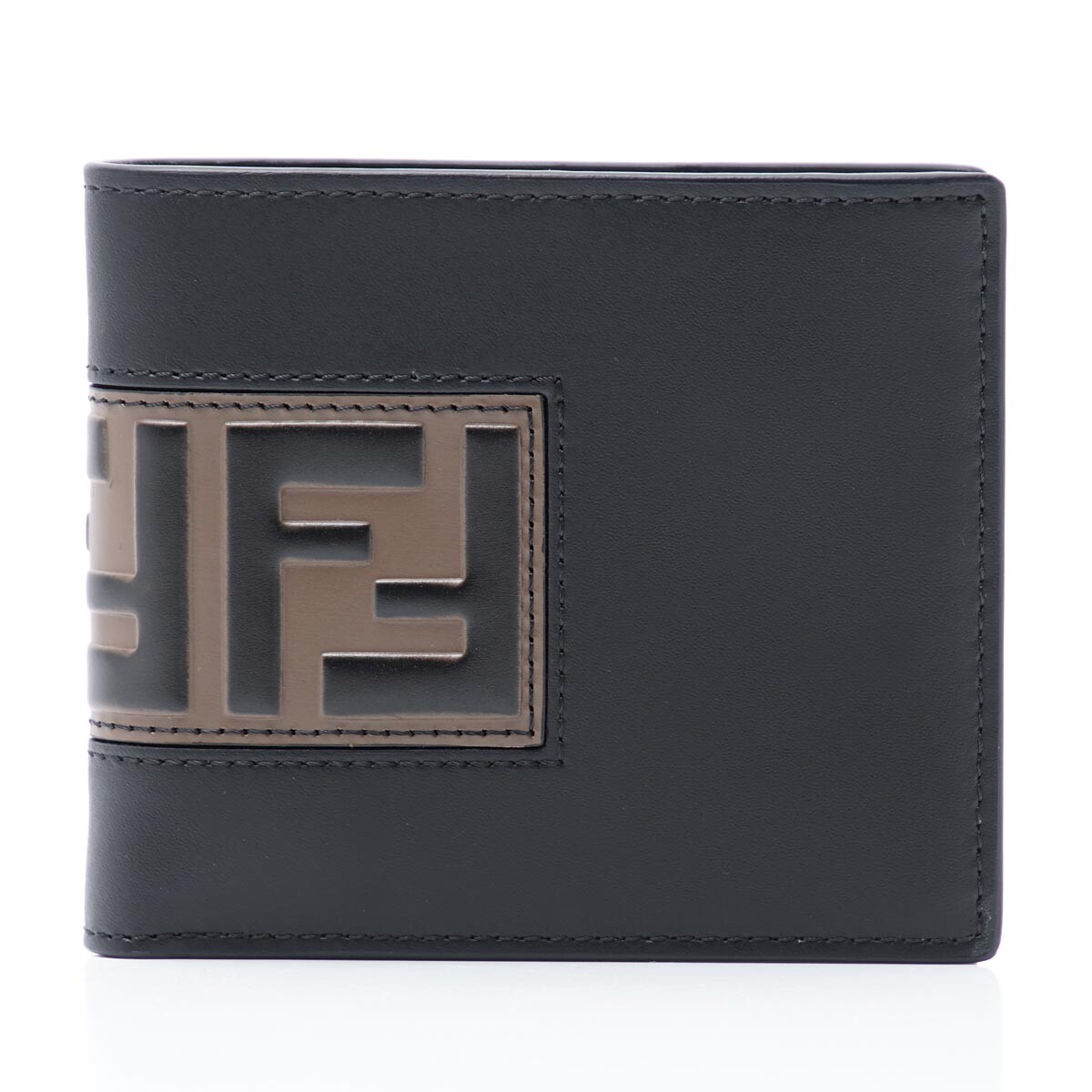 折りたたみ財布 Fendi Black Leather Bi-Fold Wallet Fendi Mens Black with Brown Signature FF Bi-fold Wallet BNWB